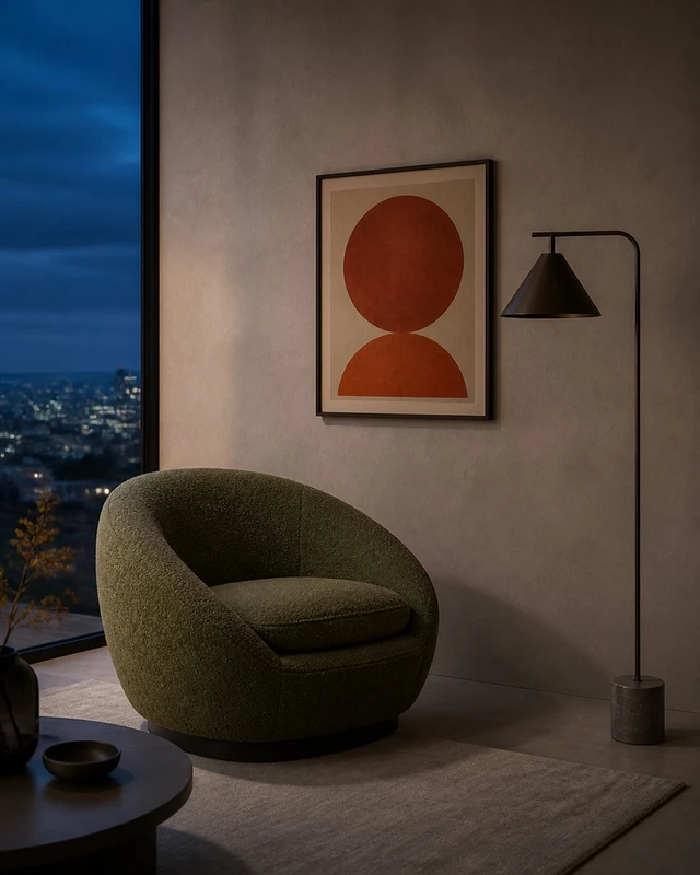 Contemporary room before three precise image edits