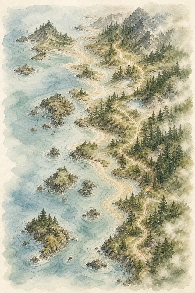 Coastal Route Watercolor Map Retake-owned example