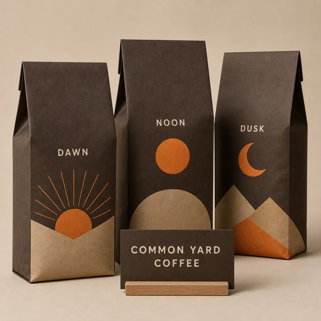 artisan coffee packaging lineup cover example